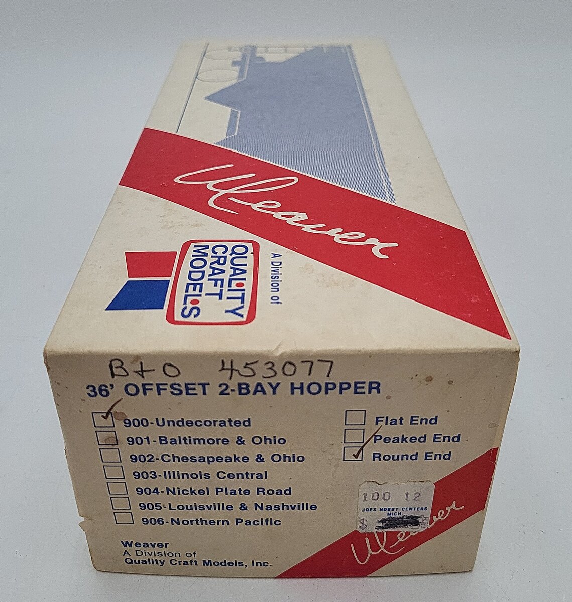 Weaver O Scale Baltimore and Ohio Hopper Car #453077 (2-Rail) EX/Box