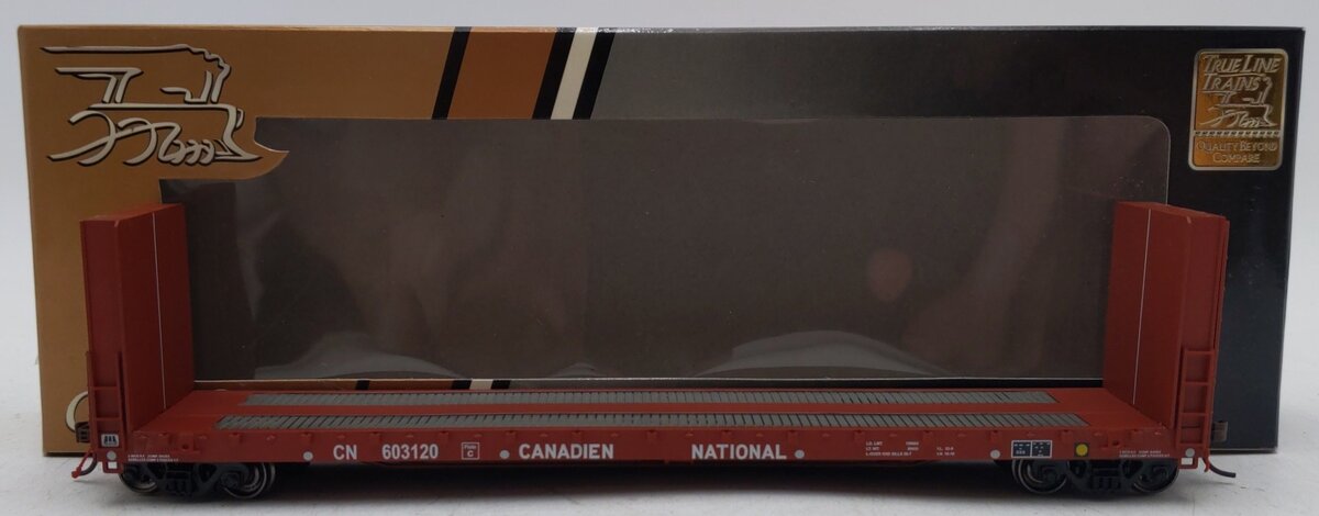 True Line Trains 302005 HO Scale Canadian National Flatcar w/ Bulkheads #603120 EX/Box