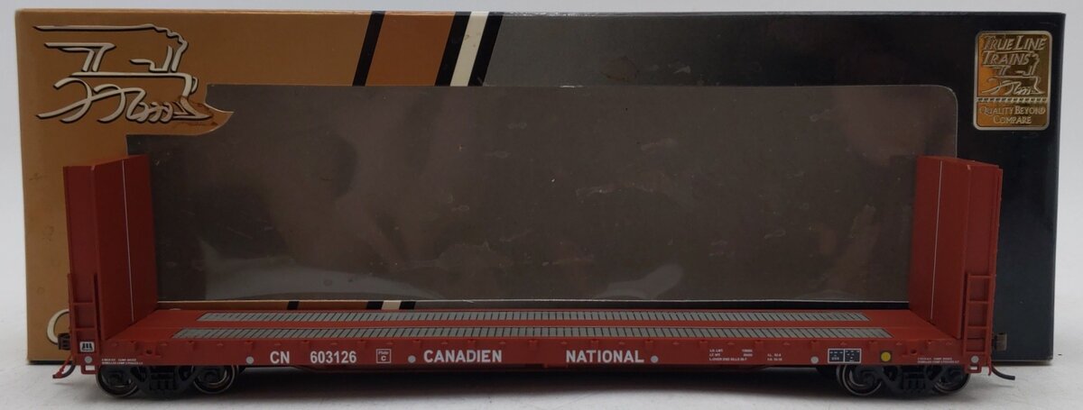 True Line Trains 302006 HO Scale Canadian National Flatcar w/ Bulkheads #603126 LN/Box