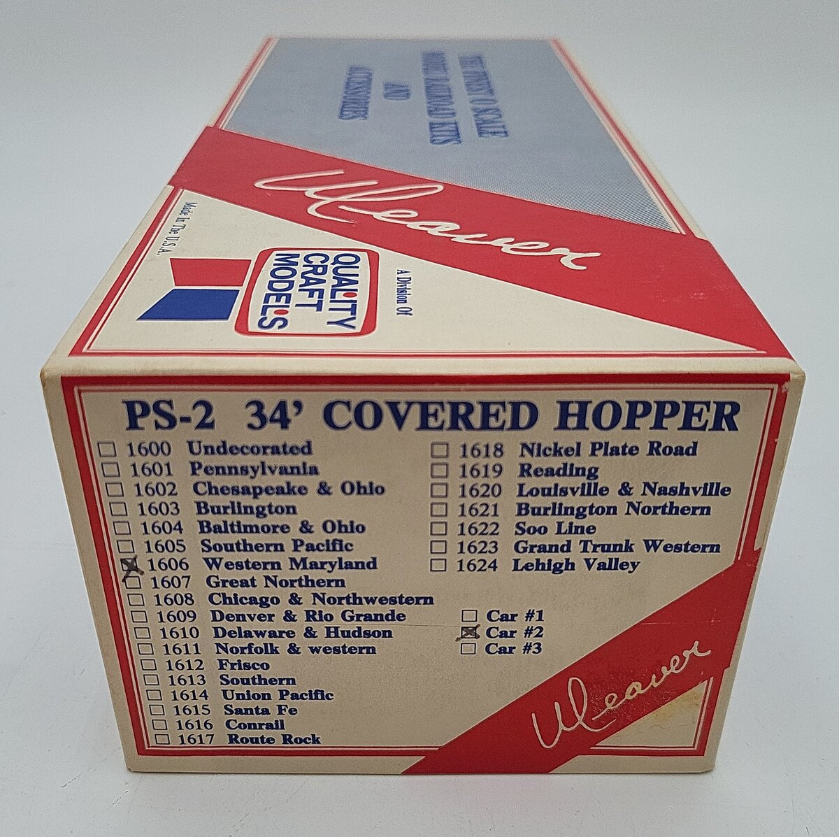 Weaver 2131 O Scale Western Maryland 2-Bay Covered Hopper #5122 (2-Rail) VG/Box