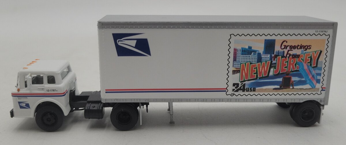 Athearn 93430 1:87 Ford C Tractor Trailer USPS New Jersey EX