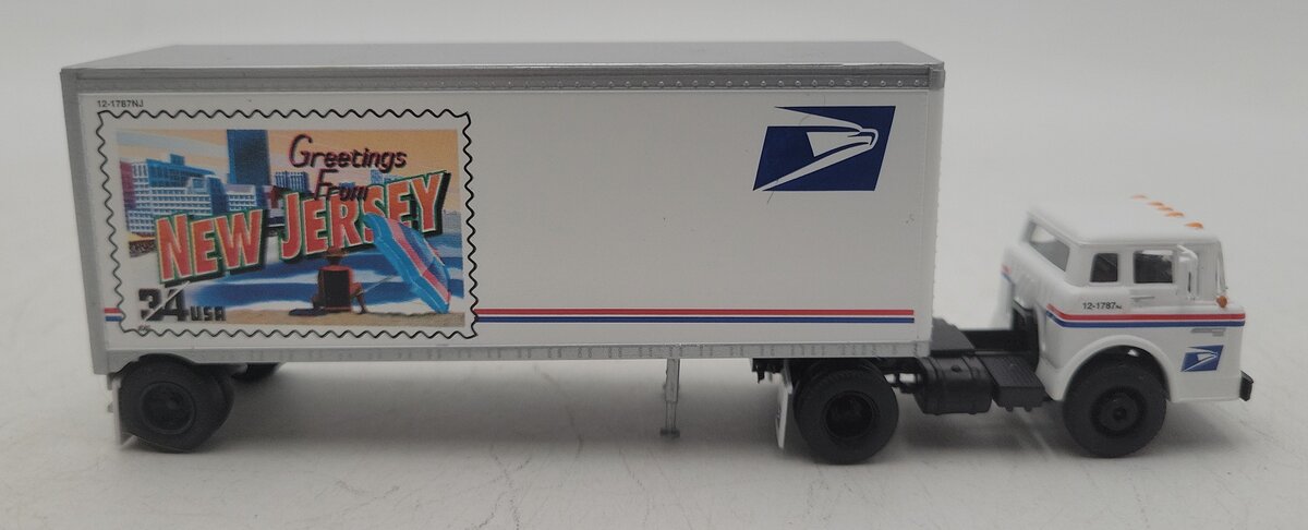 Athearn 93430 1:87 Ford C Tractor Trailer USPS New Jersey EX