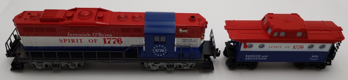Lionel 6-8665 O Gauge BAR Jeremiah O' Brien GP-9 Diesel Locomotive & Caboose VG/Box