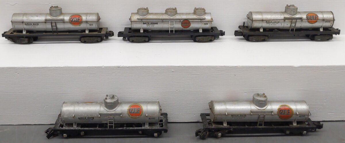 American Flyer Vintage S Gauge Gulf Tank Cars #5016,33648,5016,5016,5016 [5] VG