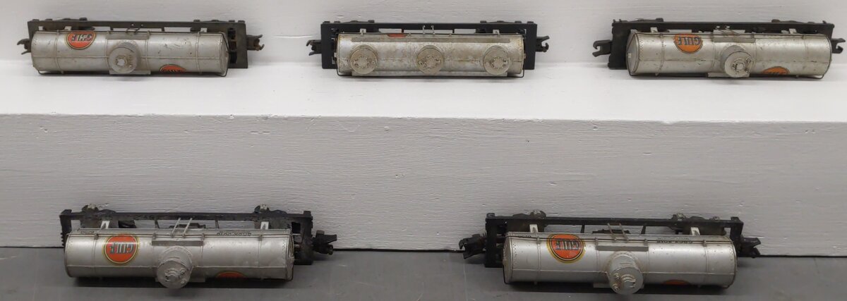 American Flyer Vintage S Gauge Gulf Tank Cars #5016,33648,5016,5016,5016 [5] VG