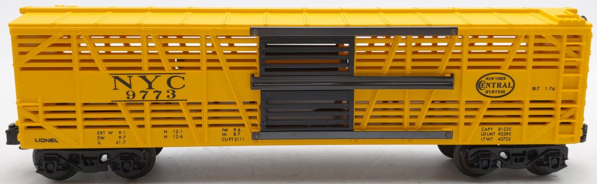Lionel 6-9773 O Gauge New York Central Cattle Car EX/Box