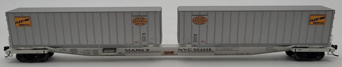 Walthers 932-3921 HO Scale New York Central Flexi-Van Flatcar w/Trailers #504228 EX