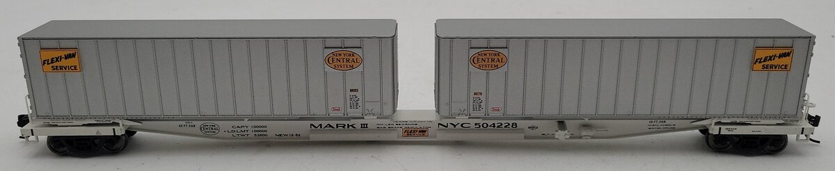 Walthers 932-3921 HO Scale New York Central Flexi-Van Flatcar w/Trailers #504228 EX