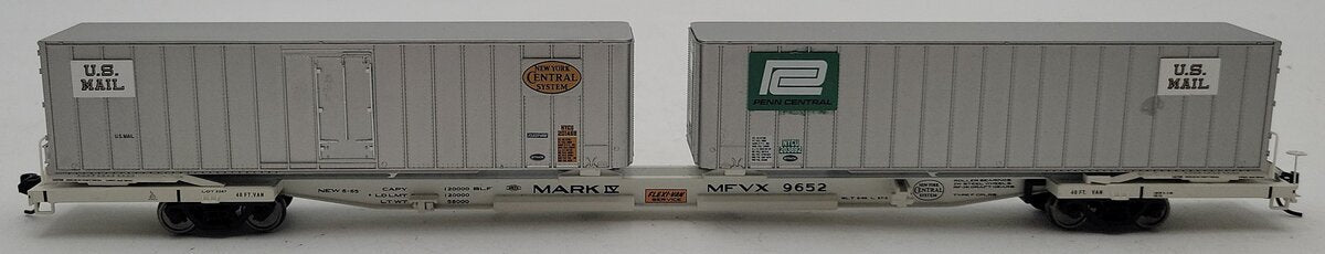 Walthers 932-41064 HO Scale NYC & Penn Central Mark IV Flat Car W/Trailer #9652 EX