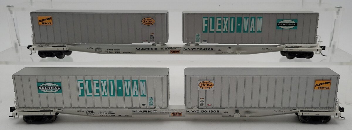 Walthers 932-23921 HO NYC Gold Line Flexi-Van Flatcar w/Two Trailers (Set of 2) VG