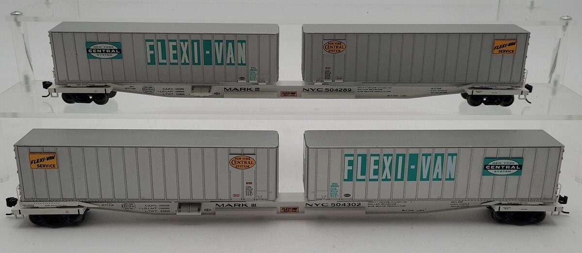 Walthers 932-23921 HO NYC Gold Line Flexi-Van Flatcar w/Two Trailers (Set of 2) VG