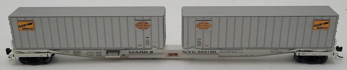 Walthers 932-3925 NYC Flexi-Van Flat Car With Trailers #504100 EX