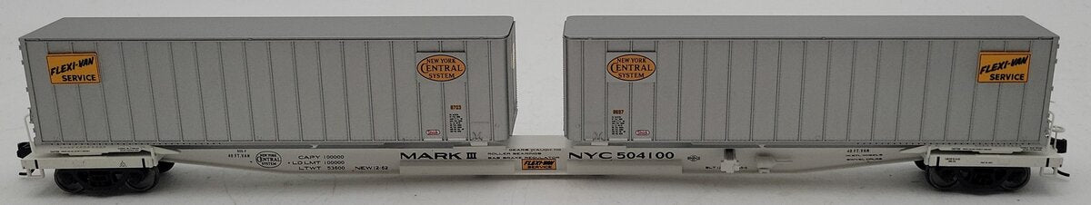 Walthers 932-3925 NYC Flexi-Van Flat Car With Trailers #504100 EX