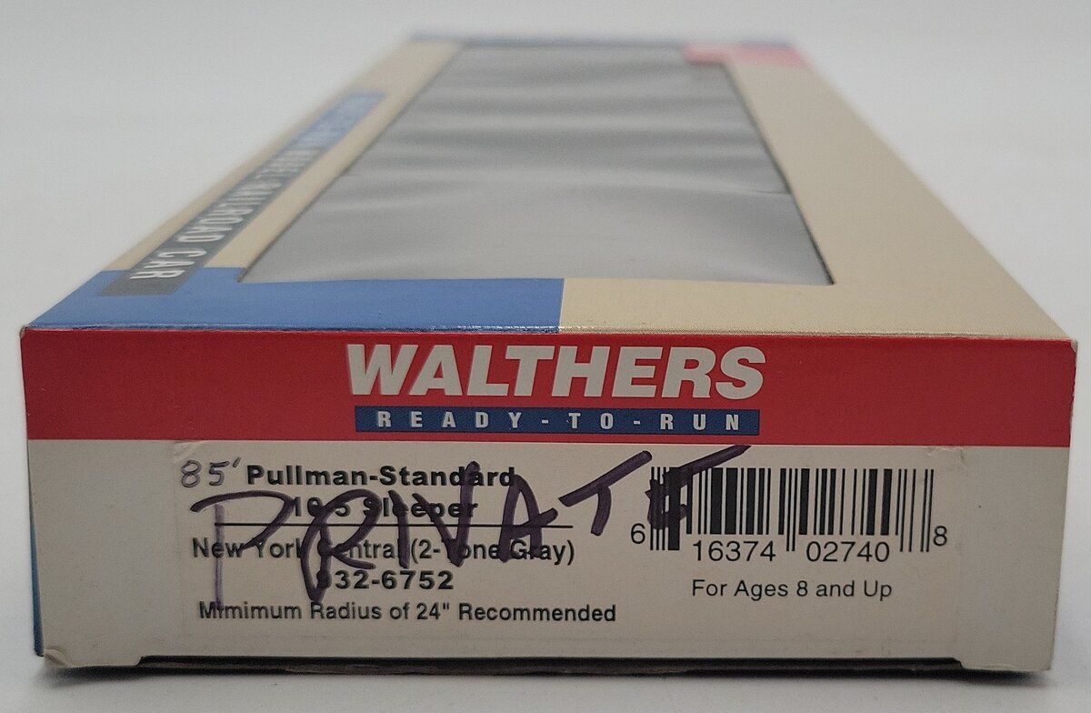 Walthers 932-6752 HO New York Central Pullman-Standard 10-5 Sleeper-Custom/Box