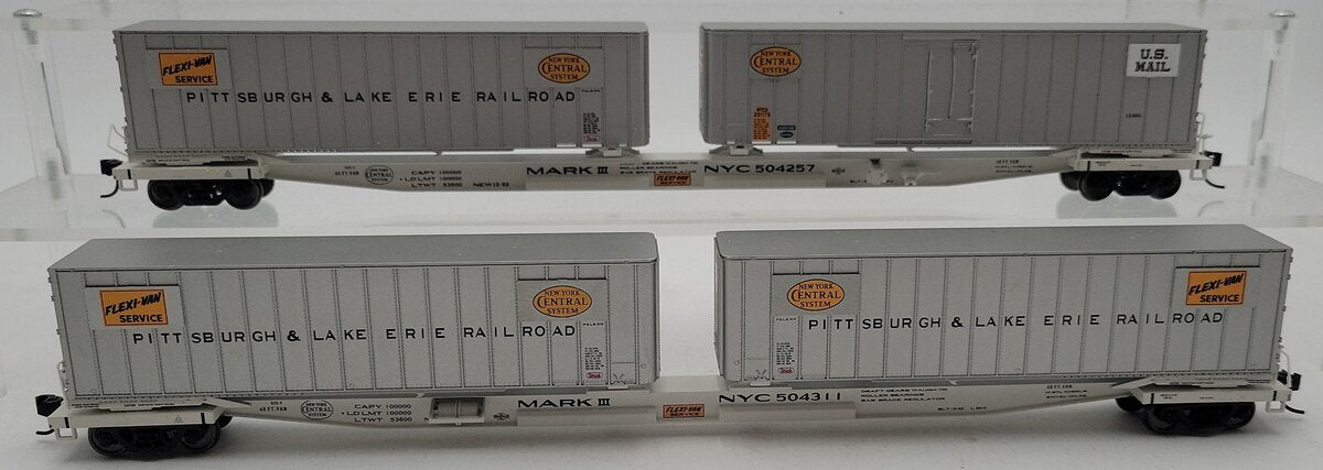 Walthers 932-240853 HO P&LE Gold Mark III Flexi-Van Flat w/Trailers (Set of 2) VG
