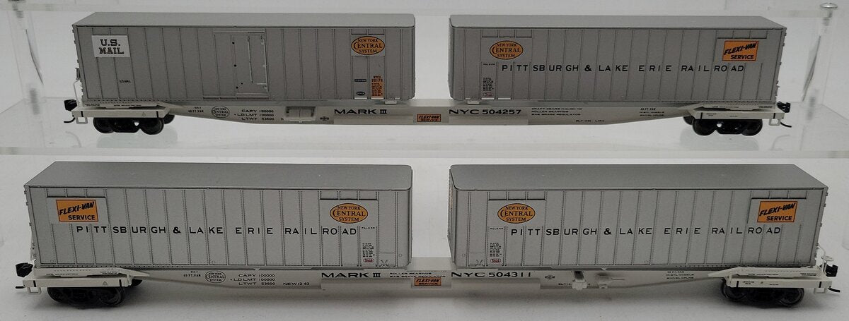 Walthers 932-240853 HO P&LE Gold Mark III Flexi-Van Flat w/Trailers (Set of 2) VG