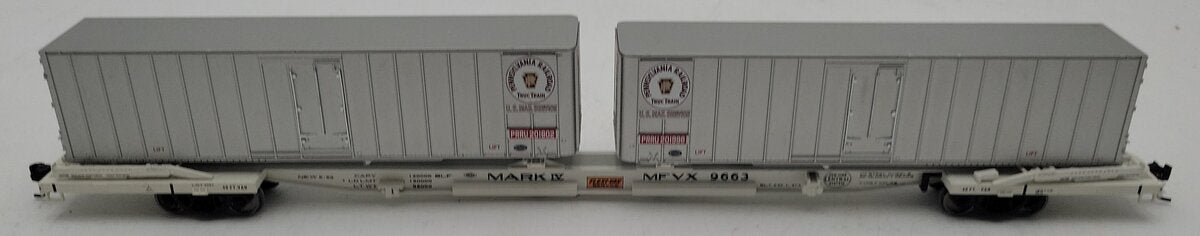 Walthers 932-41060 HO PRR/MDT Flexi-Van Mark IV Flat Car w/Trailer #9663 VG