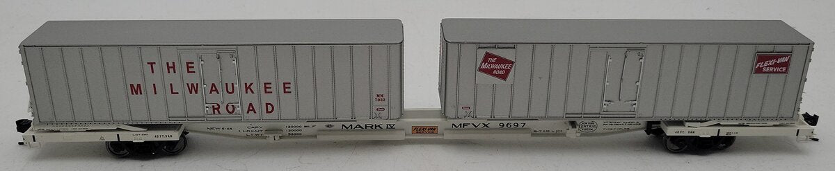 Walthers 932-41065 HO NYC Flexi-Van Flatcar w/ 2 Trailers #9697 VG