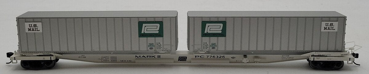 Walthers 932-40854 HO Penn Central Flexi-Van Flat Car w/Trailers #776326 VG