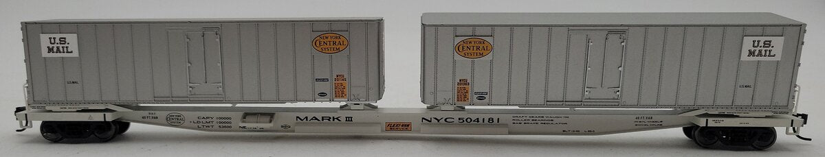 Walthers Gold Line HO NYC Flexi Van Flat Car w/Trailers #504181 EX
