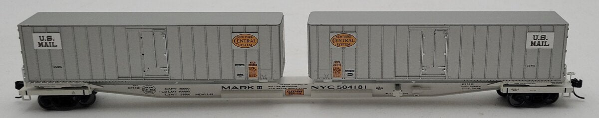 Walthers Gold Line HO NYC Flexi Van Flat Car w/Trailers #504181 EX