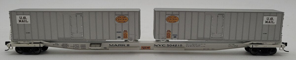Walthers 932-41065 HO NYC Flexi-Van Flatcar w/ 2 Trailers #504210 VG