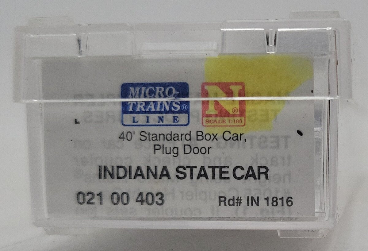 Micro-Trains 02100403 N Scale Indiana State 40' Standard Plug Door Boxcar #1816 LN/Box