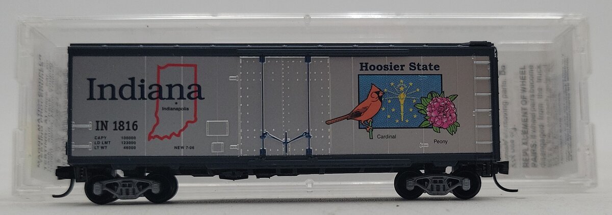 Micro-Trains 02100403 N Scale Indiana State 40' Standard Plug Door Boxcar #1816 LN/Box