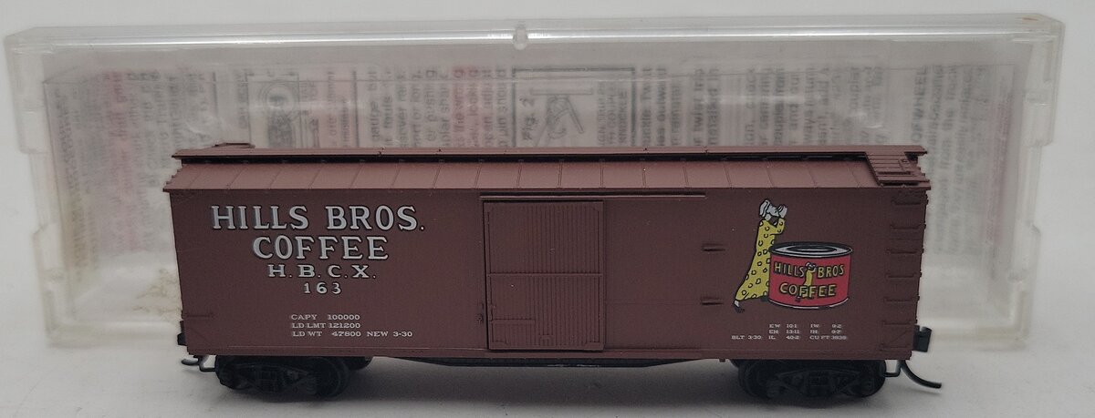Micro-Trains 04200100 N Hills Bros Coffee 40' Double Sheathed Wood Boxcar #163 LN/Box