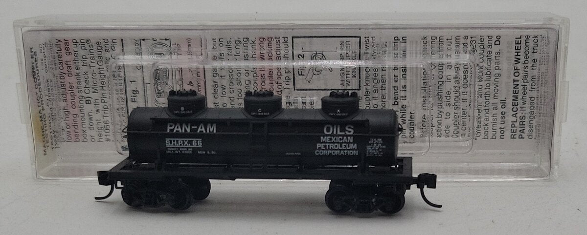 Micro-Trains 06600030 N Scale Pan-Am Oils Triple Dome Tank Car #66 LN/Box