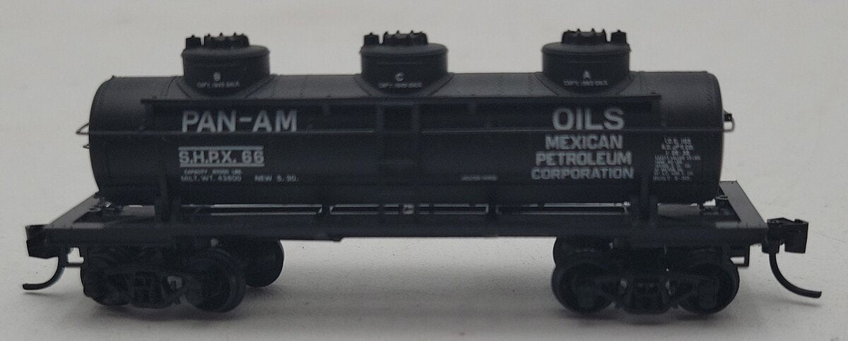 Micro-Trains 06600030 N Scale Pan-Am Oils Triple Dome Tank Car #66 LN/Box