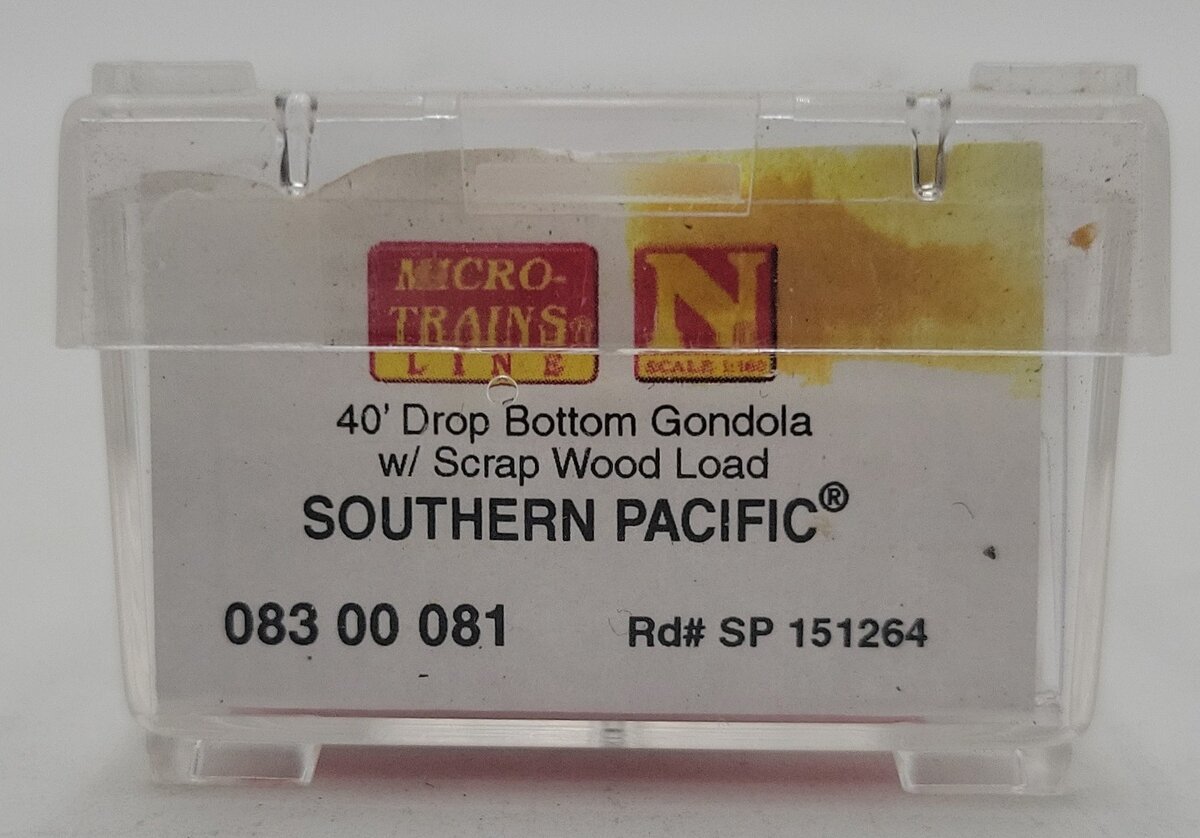 Micro-Trains 08300081 N SP 40' Drop Bottom Gondola with Scrap Wood Load #151264 EX/Box