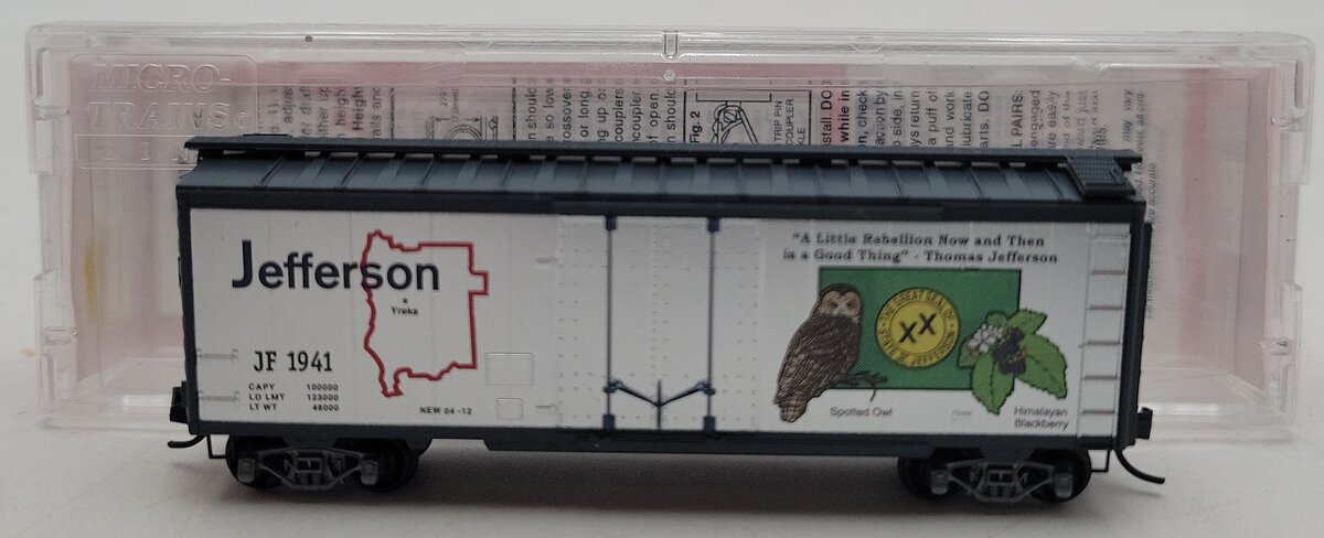 Micro-Trains NSE 12-01 N State of Jefferson 40' Steel Plug Door Boxcar #1941 EX/Box