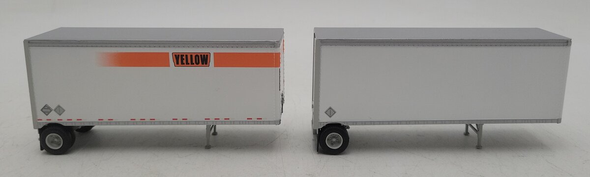 Athearn 91043 HO Yellow Two 28' Wedge Trailers & Dolly (Pack of 2) EX