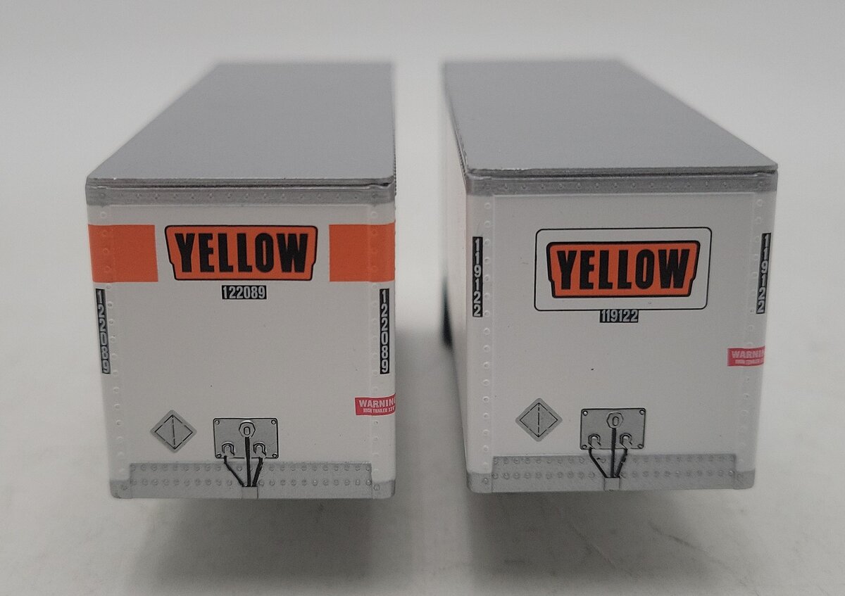 Athearn 91043 HO Yellow Two 28' Wedge Trailers & Dolly (Pack of 2) EX