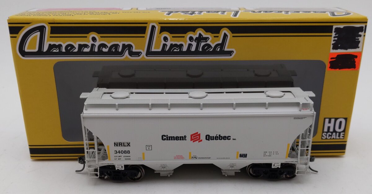 American Limited Models 1086 HO NRLX Ciment Québec 2-Bay Covered Hopper #34088 LN/Box