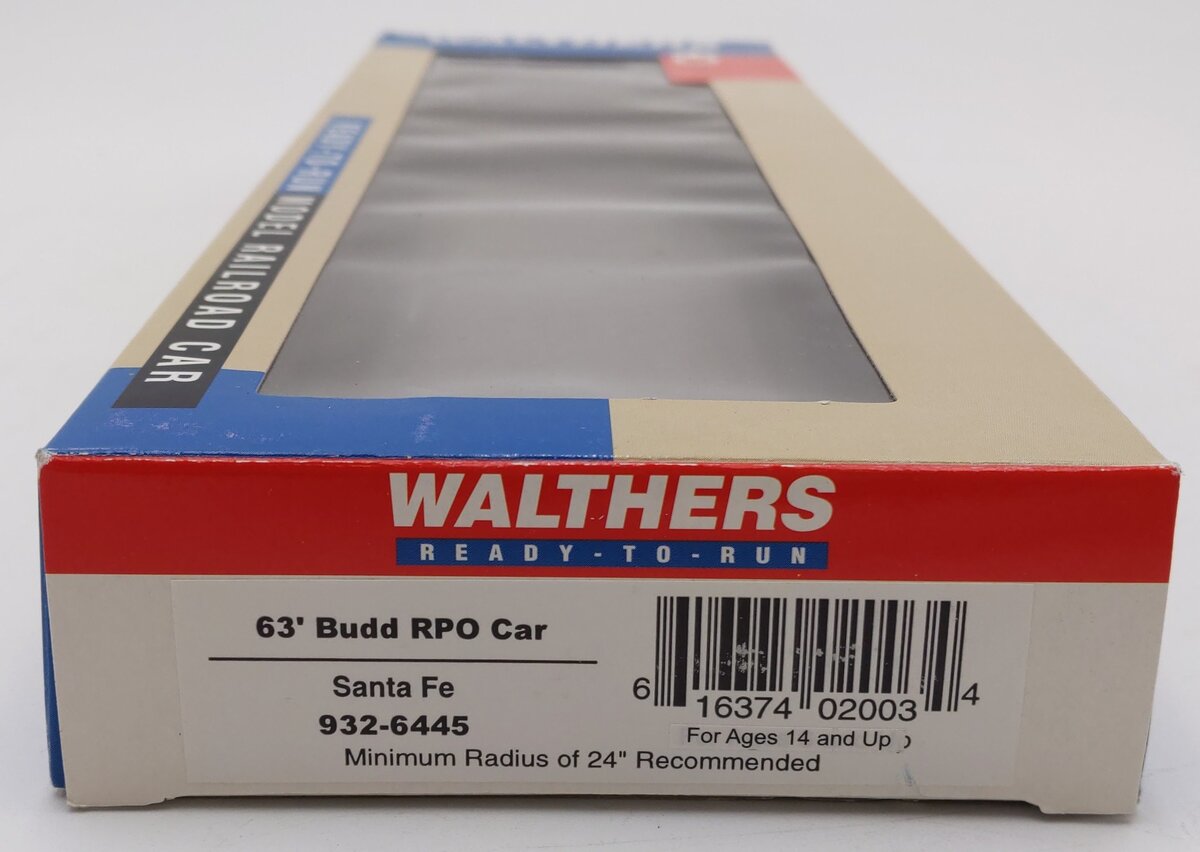 Walthers 932-6445 HO Scale Santa Fe 63' Budd Railway Post Office Car LN/Box