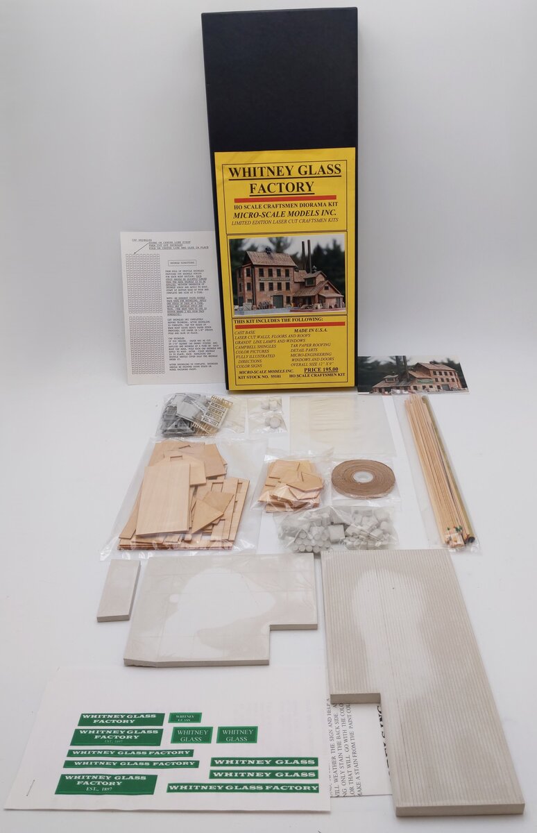 Micro-Scale Models 55101 HO Scale Whitney Glass Factory Craftsmen Building Kit EX/Box