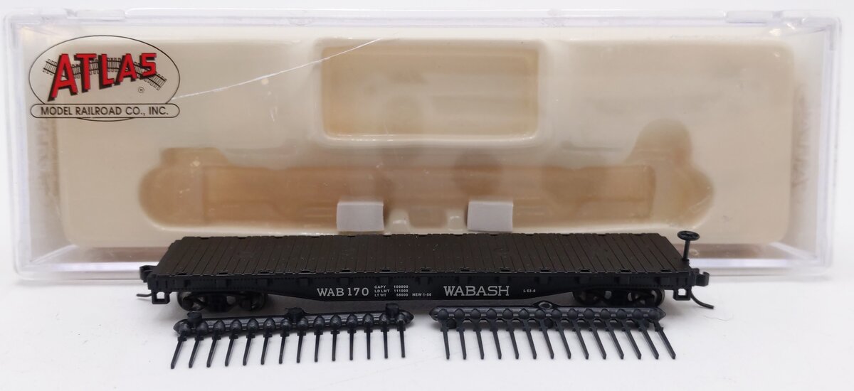 Atlas 38123 N Scale Wabash 50' Flatcar w/Stakes #170 LN/Box