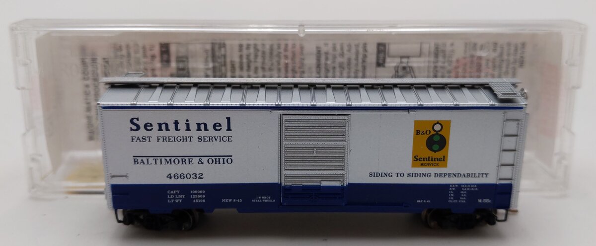 Micro-Trains 02000256 N Baltimore & Ohio Sentinel 40' Single Door Boxcar #466032 EX/Box
