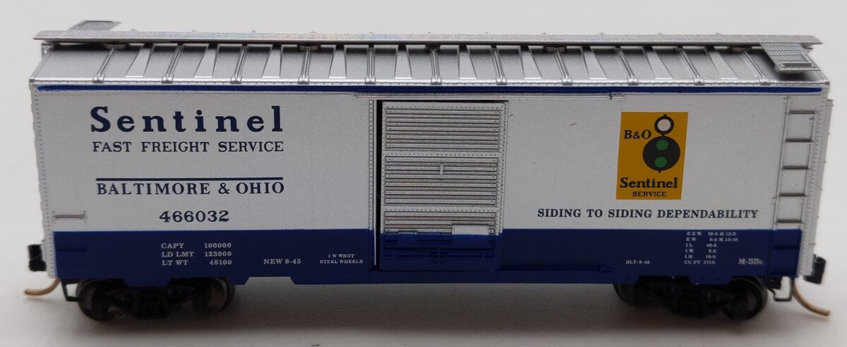 Micro-Trains 02000256 N Baltimore & Ohio Sentinel 40' Single Door Boxcar #466032 EX/Box