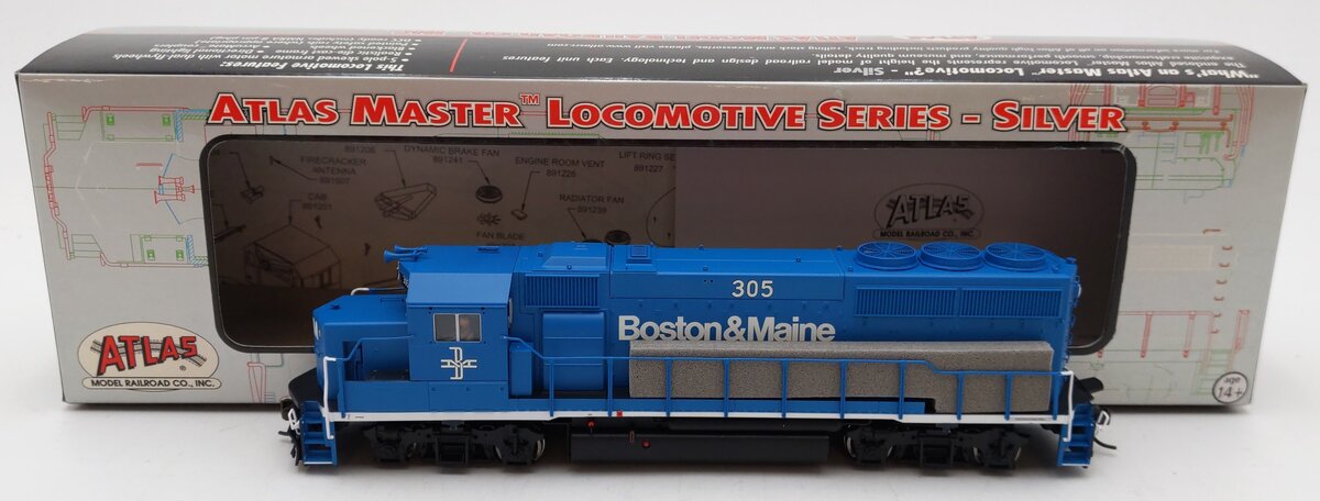 Atlas 10000654 HO Scale Boston & Maine GP40-2 Phase 2 Diesel Locomotive #305 EX/Box