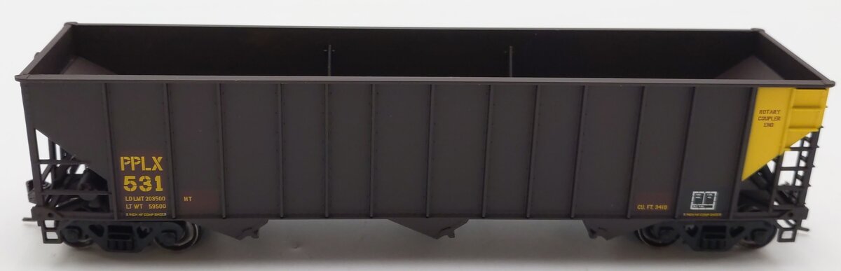 Bowser 40656 HO Scale PPLX Yellow End 100 Ton Hopper #531 EX/Box