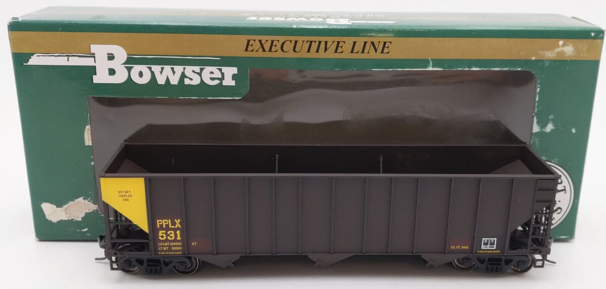 Bowser 40656 HO Scale PPLX Yellow End 100 Ton Hopper #531 EX/Box