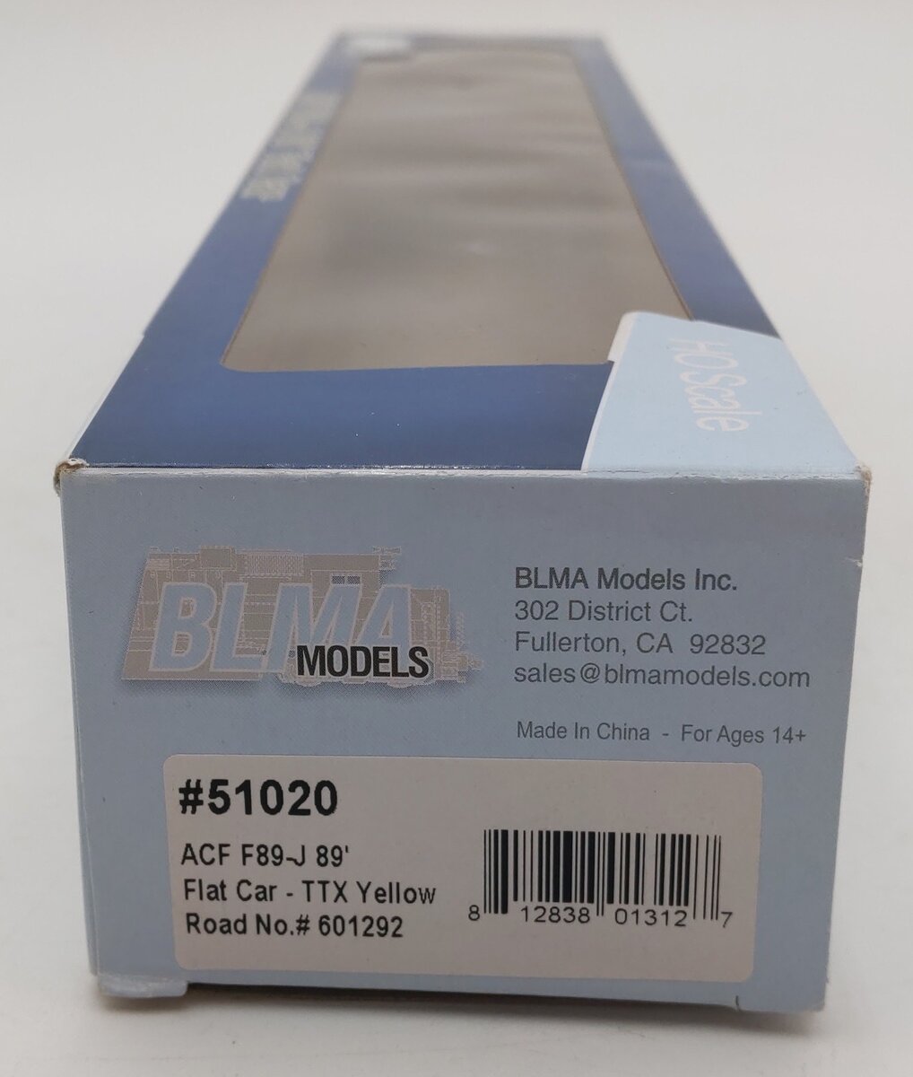 BLMA Models 51020 HO Scale TTX ACF F89-J 89' Flatcar #601292 EX/Box