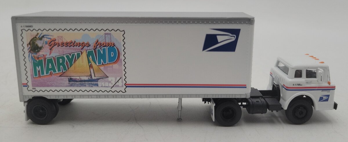 Athearn 93420 HO Scale USPS Maryland Tractor & 28' Maryland Pup Trailer EX