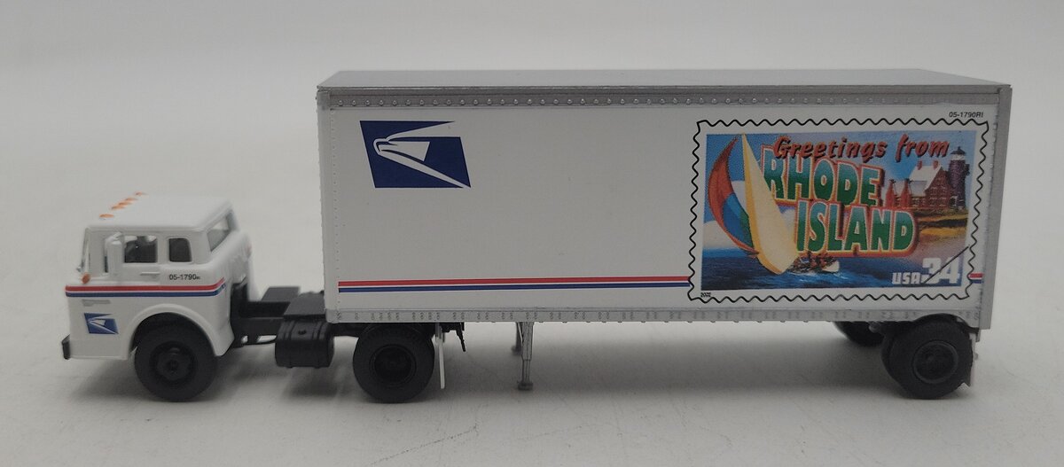 Athearn 93439 HO USPS Tractor & 28' Pup Trailer-Rhode Island EX