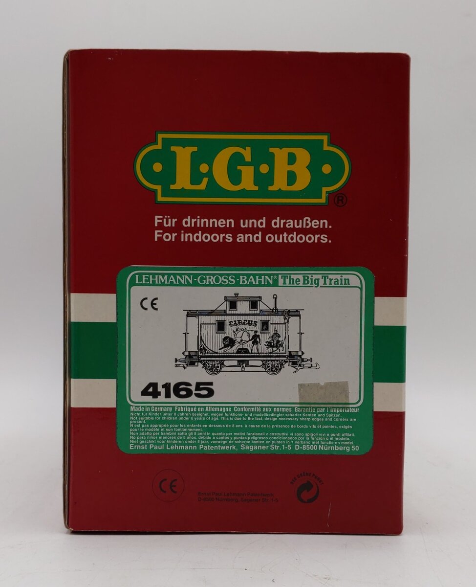 LGB 41653 G Scale Circus Caboose w/Plastic Wheels EX/Box