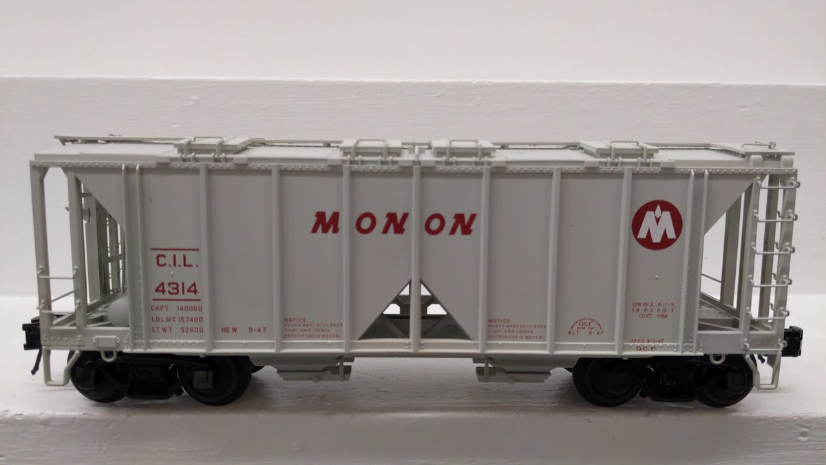 Atlas 3005110-4 O Gauge Monon 70-Ton Covered Hopper #4314 EX/Box