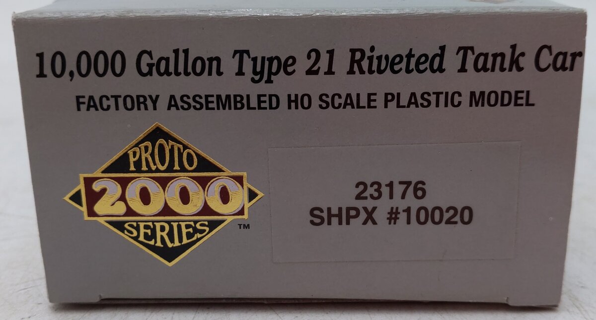 Proto 2000 23176 HO Scale S.H.P.X. 10,000 Gallon Type 21 Riveted Tank Car #10020 EX/Box